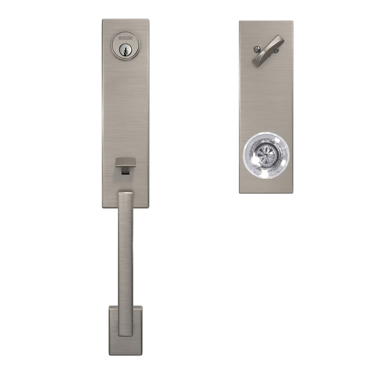 Schlage Custom Century Aged Bronze 3/4 Trim Single Cylinder Door Handleset with Hobson Glass Door Knob - Image 2