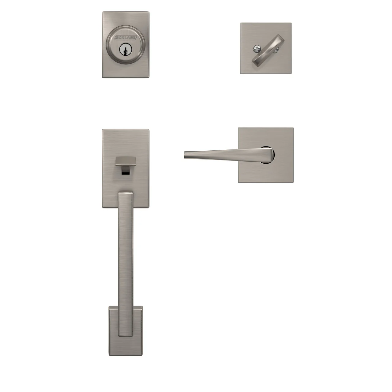 Schlage Custom Century Matte Black Single Cylinder Handleset with Eller Door Lever and Kinsley Trim - Image 2