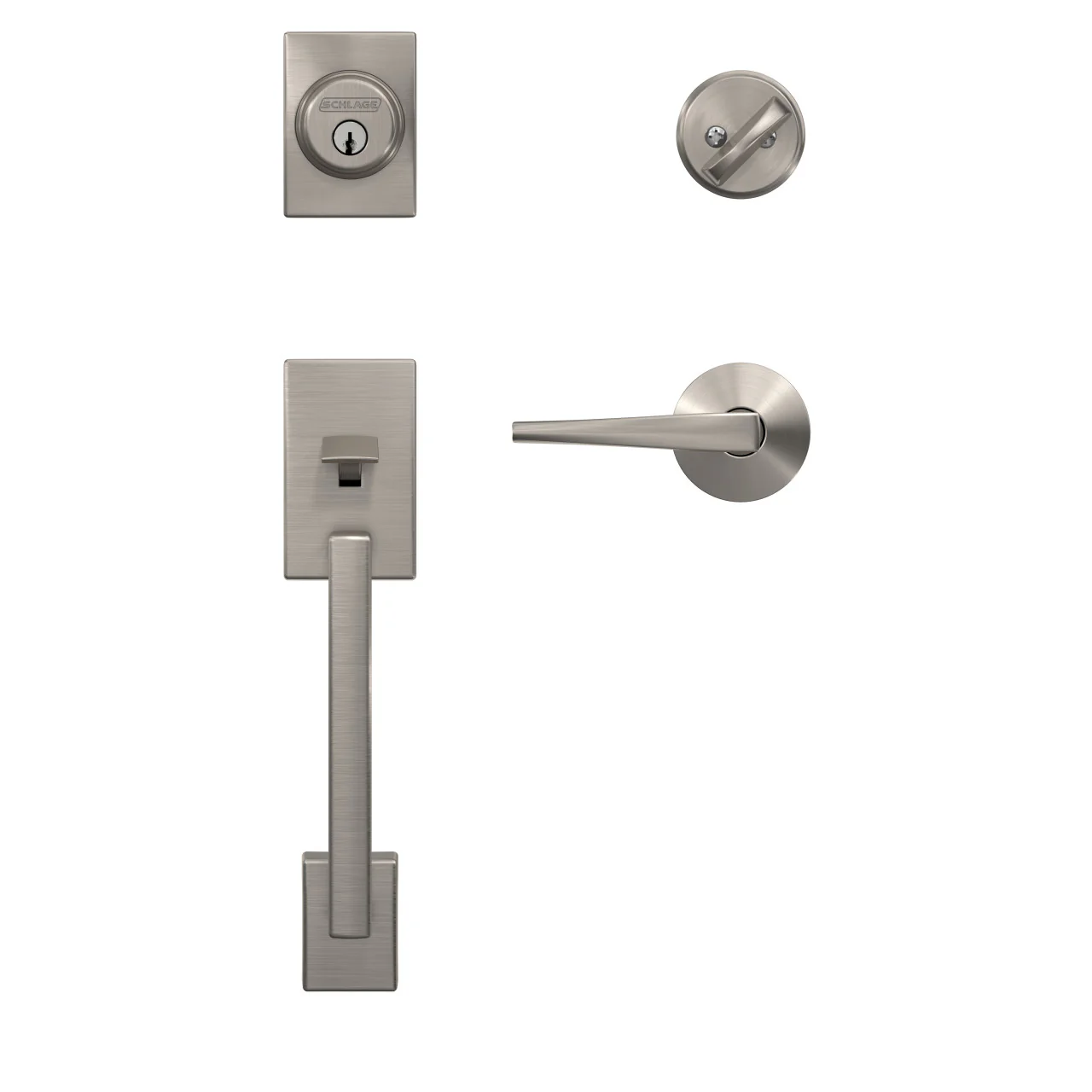 Schlage Custom Century Matte Black Single Cylinder Handleset with Eller Lever and Kinsley Trim - Image 2
