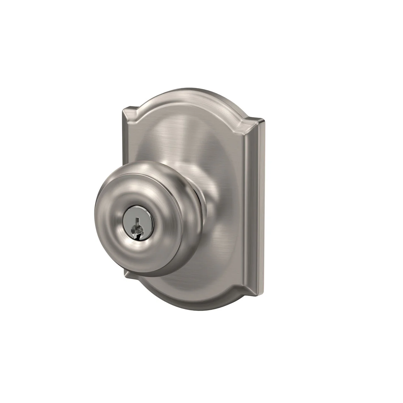 Schlage Custom Georgian Aged Bronze Keyed Entry Door Knob with Camelot Trim - Image 3