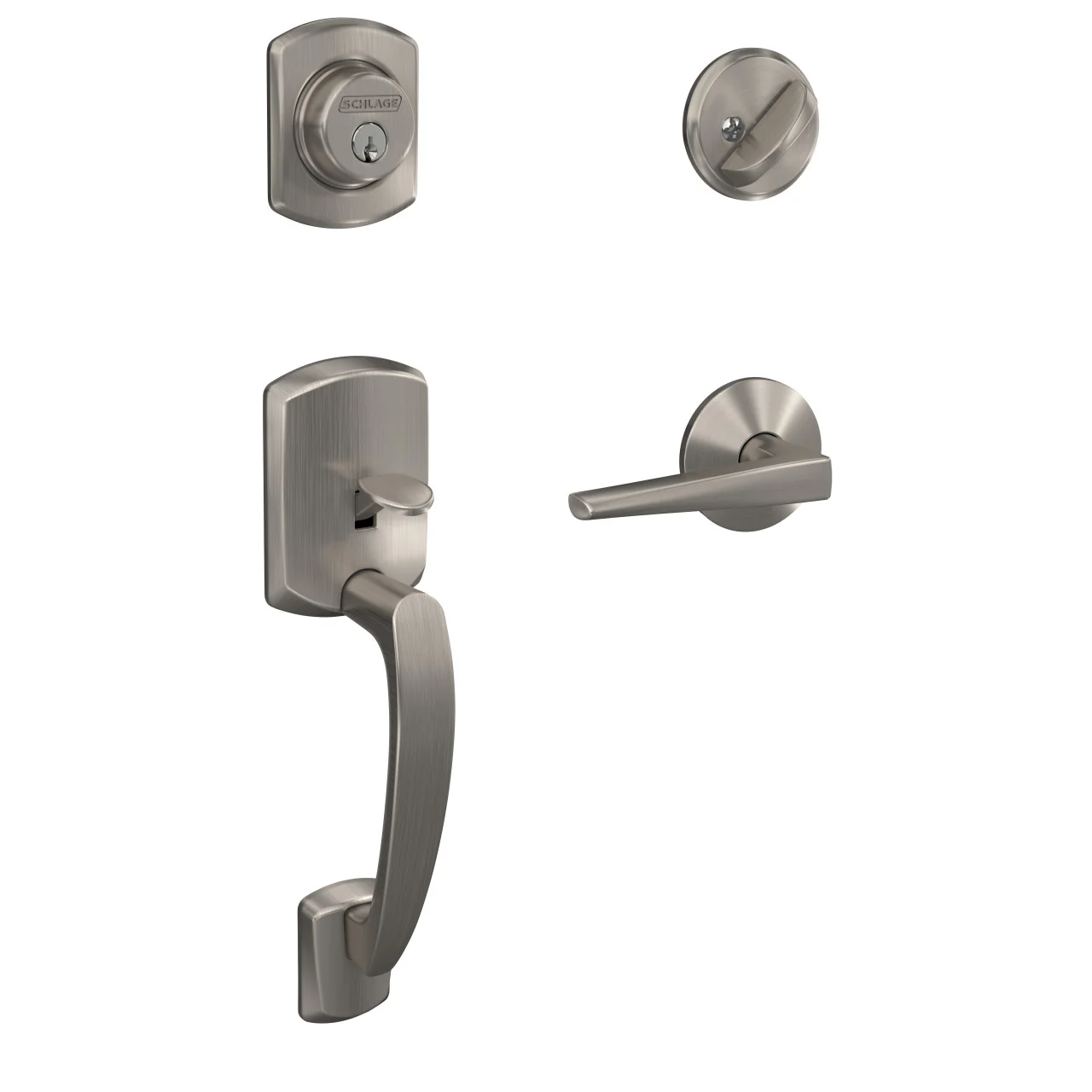 Schlage Custom Greenwich Matte Black Single Cylinder Door Handleset with Eller Lever