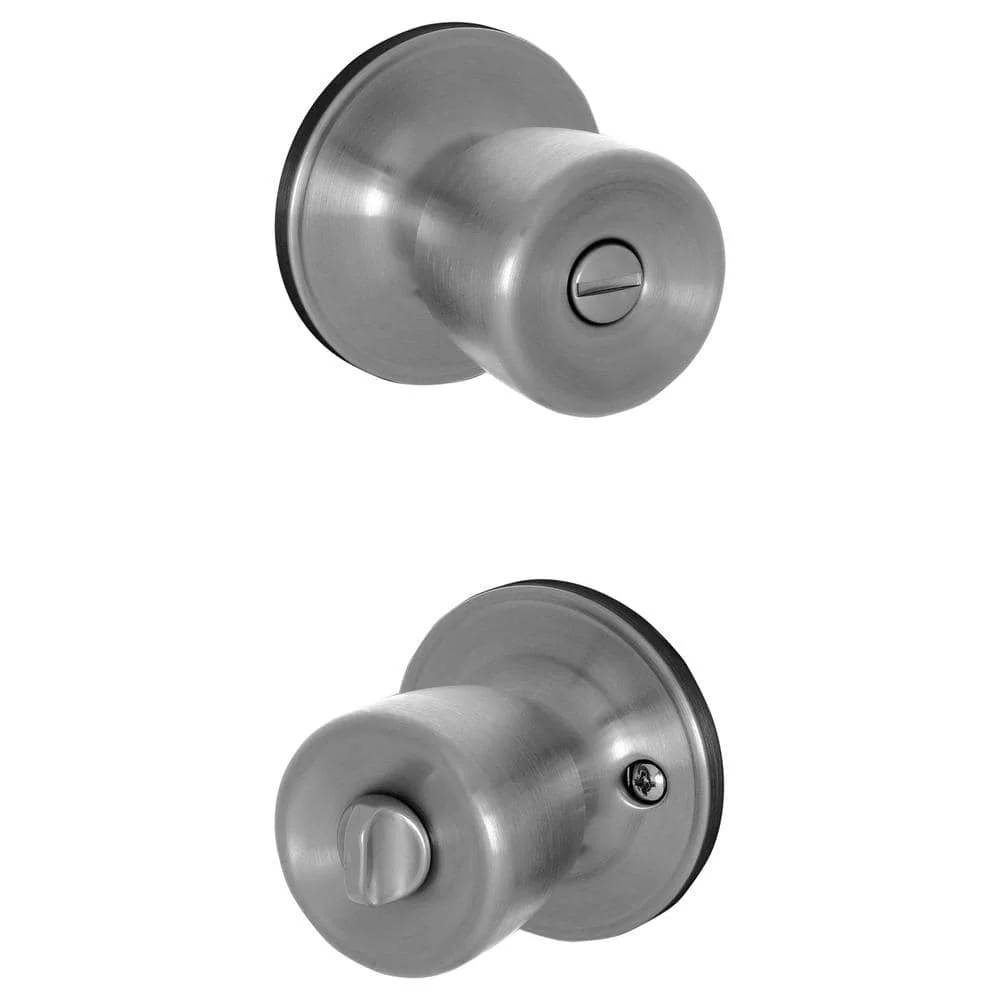 Schlage ESSENTIALS Brill Satin Stainless Steel Bed/Bath Privacy Door Knob - Image 2