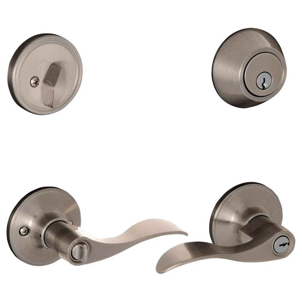 Schlage Essentials Millstreet Satin Nickel Entry Combo Pack with Single Cylinder Deadbolt and Keyed Lever - Image 2
