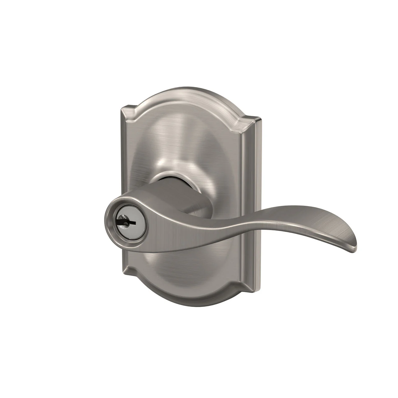 Schlage F51 Accent Lever with Camelot Trim Keyed Entry Door Handle, Satin Nickel - Image 3