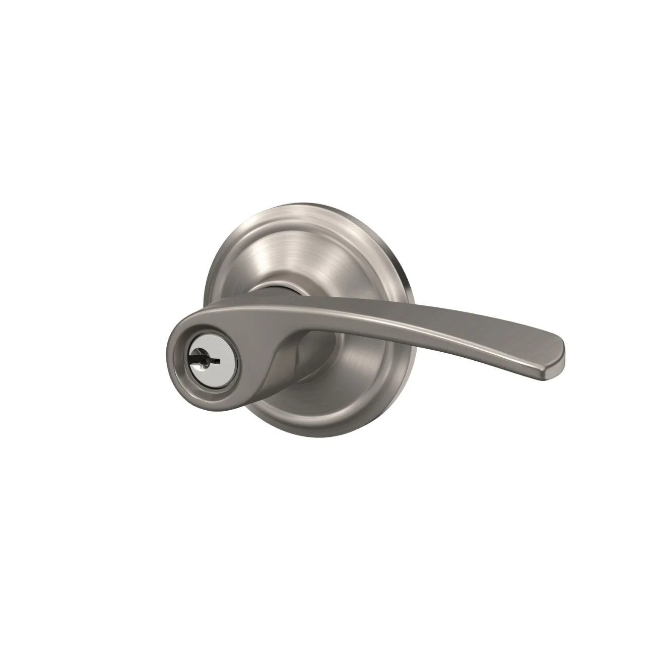 Schlage F51 Merano Keyed Entry Lever, Satin Nickel, Reversible - Image 3