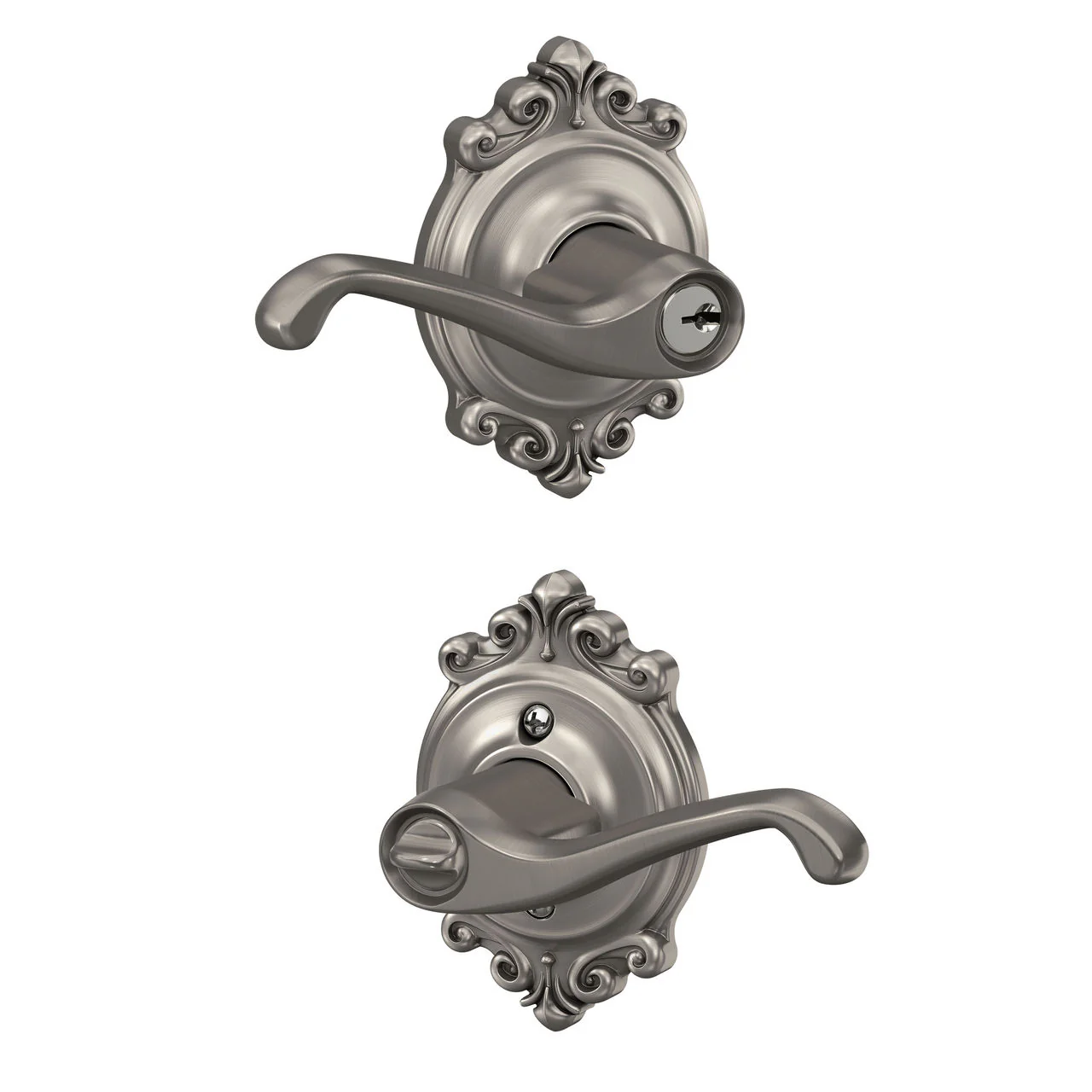 Schlage Flair Keyed Entry Door Lever with Brookshire Trim, Aged Bronze - Image 4