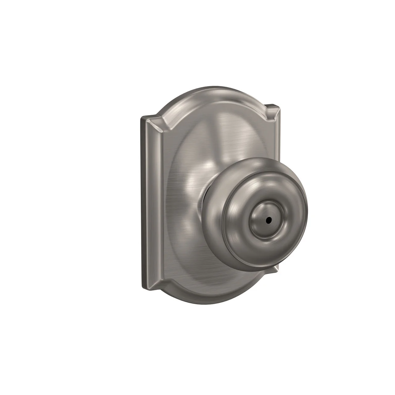 Schlage Georgian Matte Black Privacy Bed/Bath Door Knob with Camelot Trim