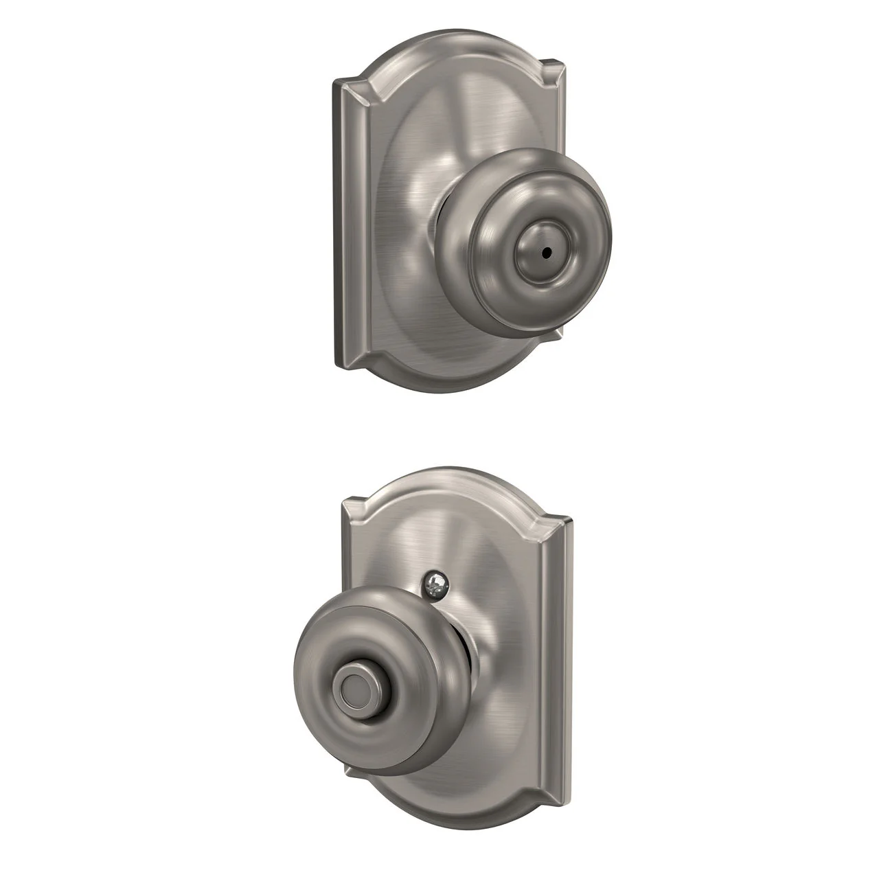 Schlage Georgian Matte Black Privacy Bed/Bath Door Knob with Camelot Trim - Image 4