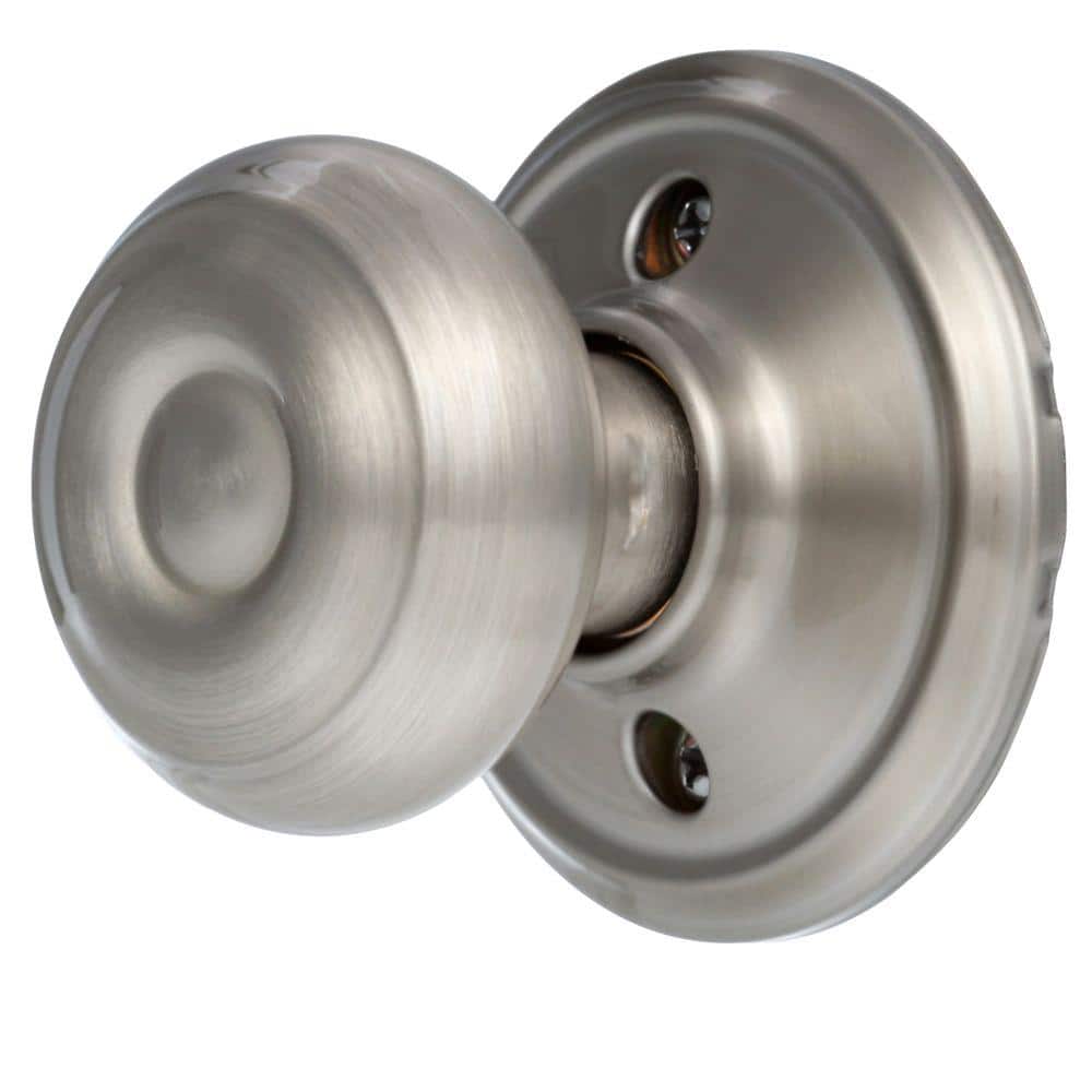 Schlage Georgian Satin Nickel Dummy Door Knob, Round Backplate - Image 3