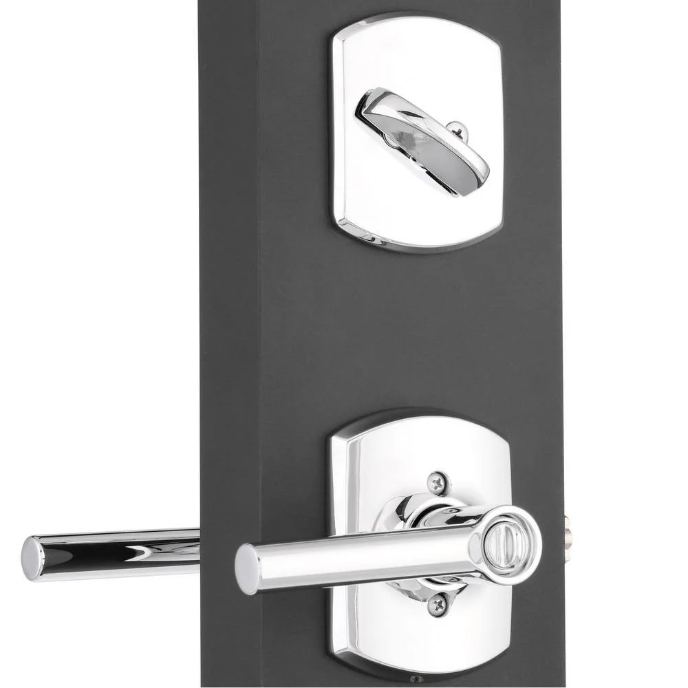 Schlage Greenwich Bright Chrome Single Cylinder Deadbolt with Broadway Entry Door Lever Combo Pack - Image 4