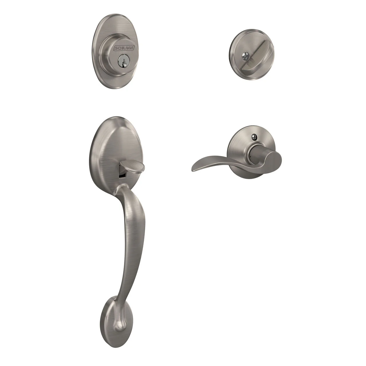Schlage Plymouth Antique Brass Single Cylinder Deadbolt with Right-Handed Accent Lever Door Handleset