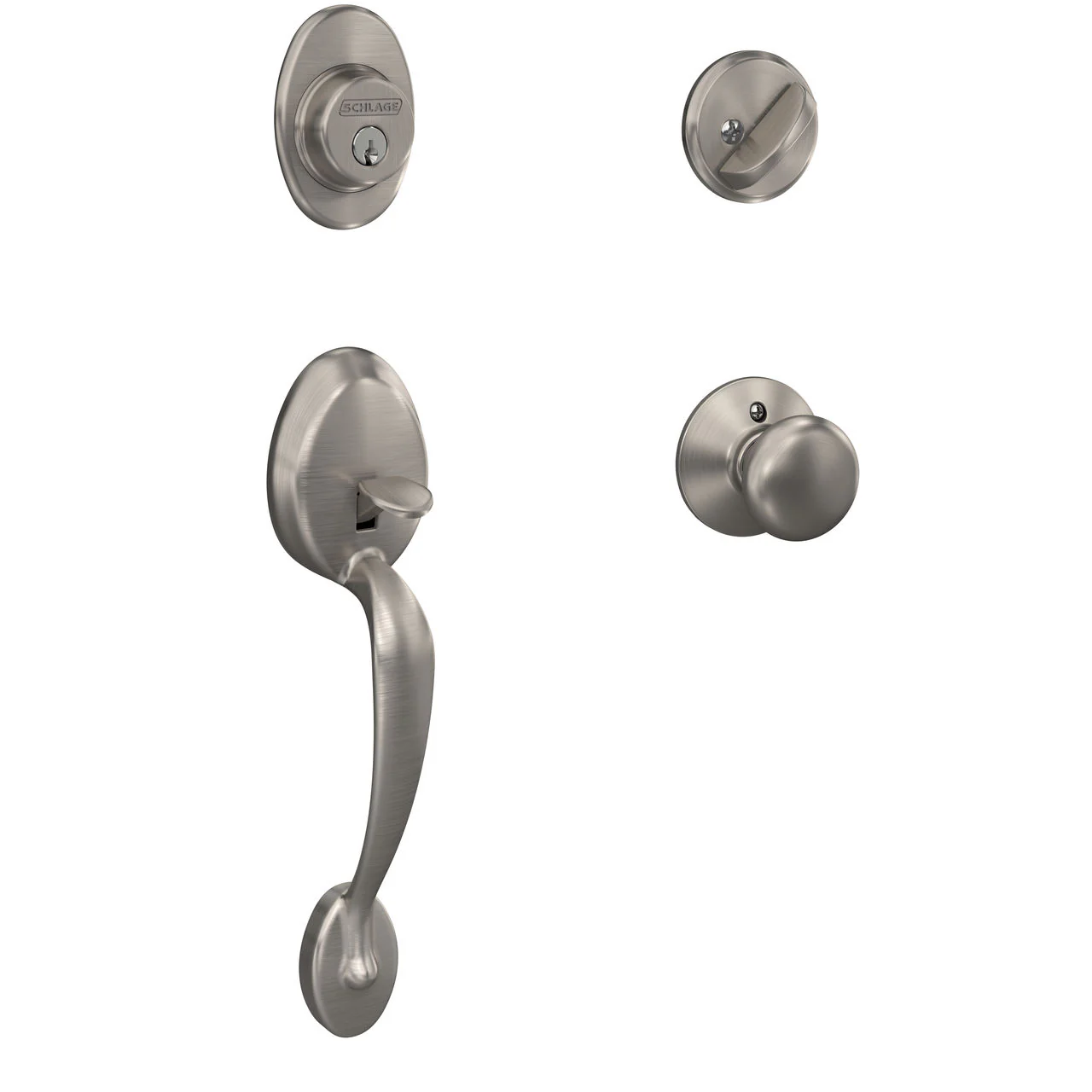 Schlage Plymouth Bright Brass Single Cylinder Deadbolt with Plymouth Knob Handleset