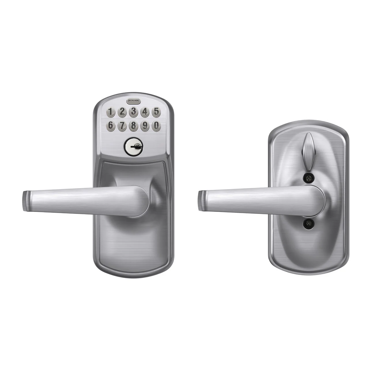 Schlage Plymouth Satin Chrome Electronic Keypad Door Lock with Elan Lever, Flex-Lock - Image 7