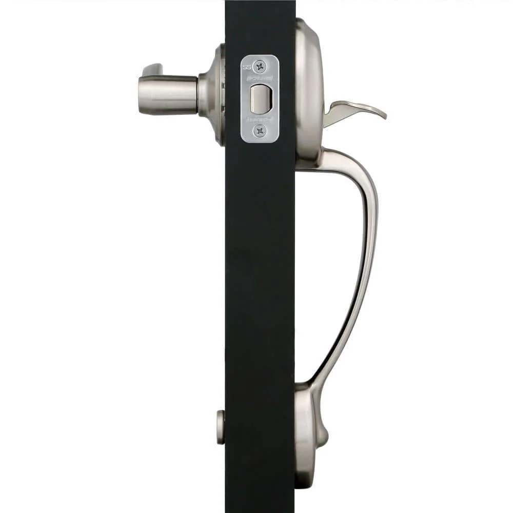 Schlage Plymouth Satin Nickel Entry Door Handle with Right-Handed Flair Lever - Image 2