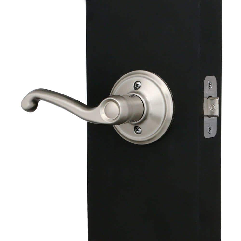 Schlage Plymouth Satin Nickel Entry Door Handle with Right-Handed Flair Lever - Image 3