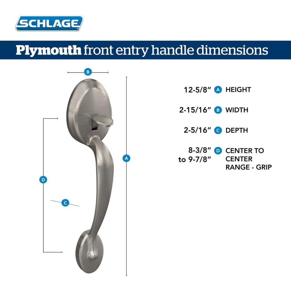 Schlage Plymouth Satin Nickel Entry Door Handle with Right-Handed Flair Lever - Image 5