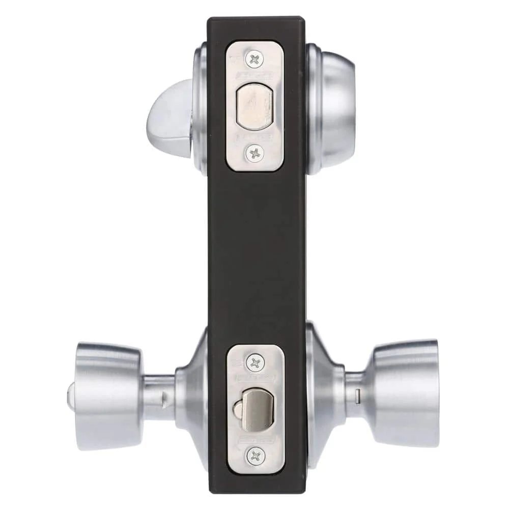 Schlage Satin Chrome Single Cylinder Deadbolt with Bell Entry Door Knob Combo Pack - Image 3