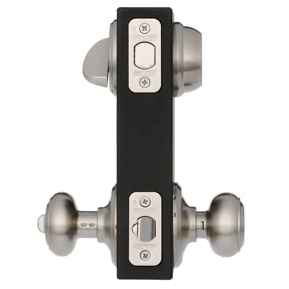 Schlage Satin Nickel Single Cylinder Deadbolt with Georgian Keyed Entry Door Knob Combo Pack - Image 3