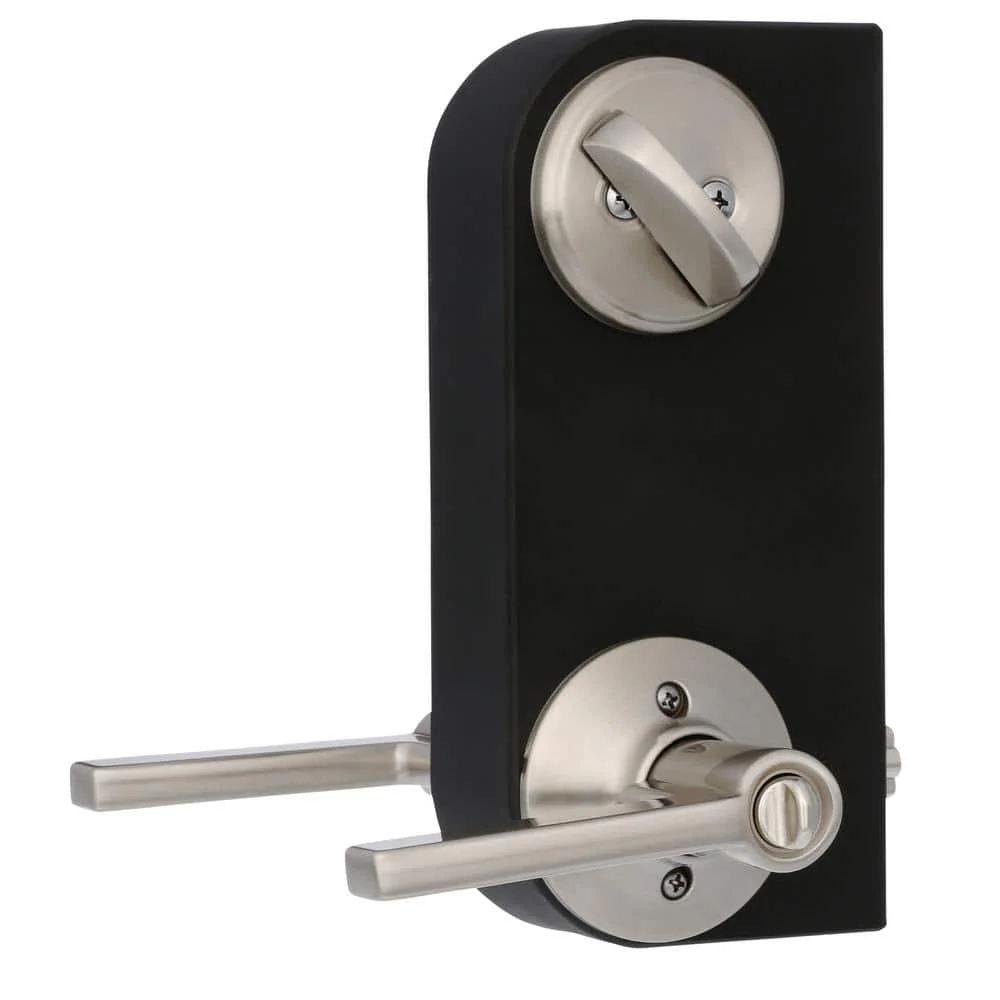 Schlage Satin Nickel Single Cylinder Deadbolt with Latitude Keyed Entry Lever Combo Pack - Image 4