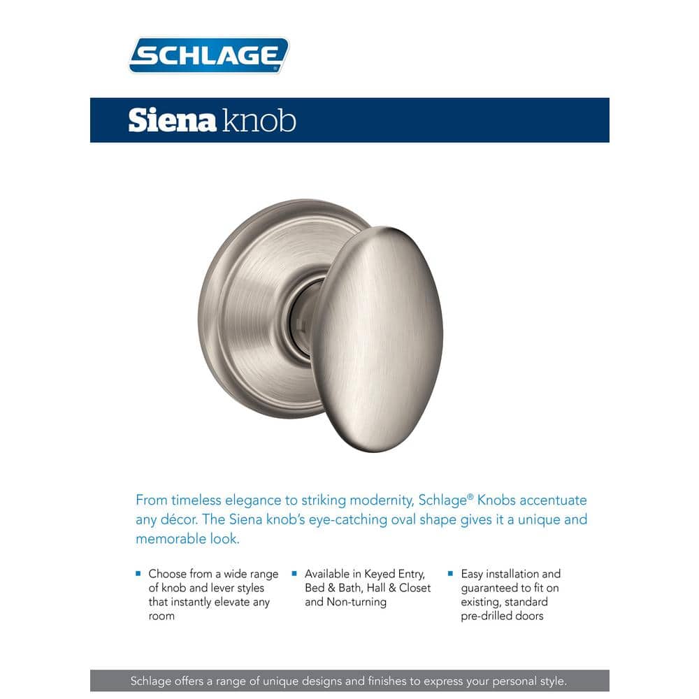 Schlage Sienna Satin Nickel Keyed Entry Door Knob - Image 4