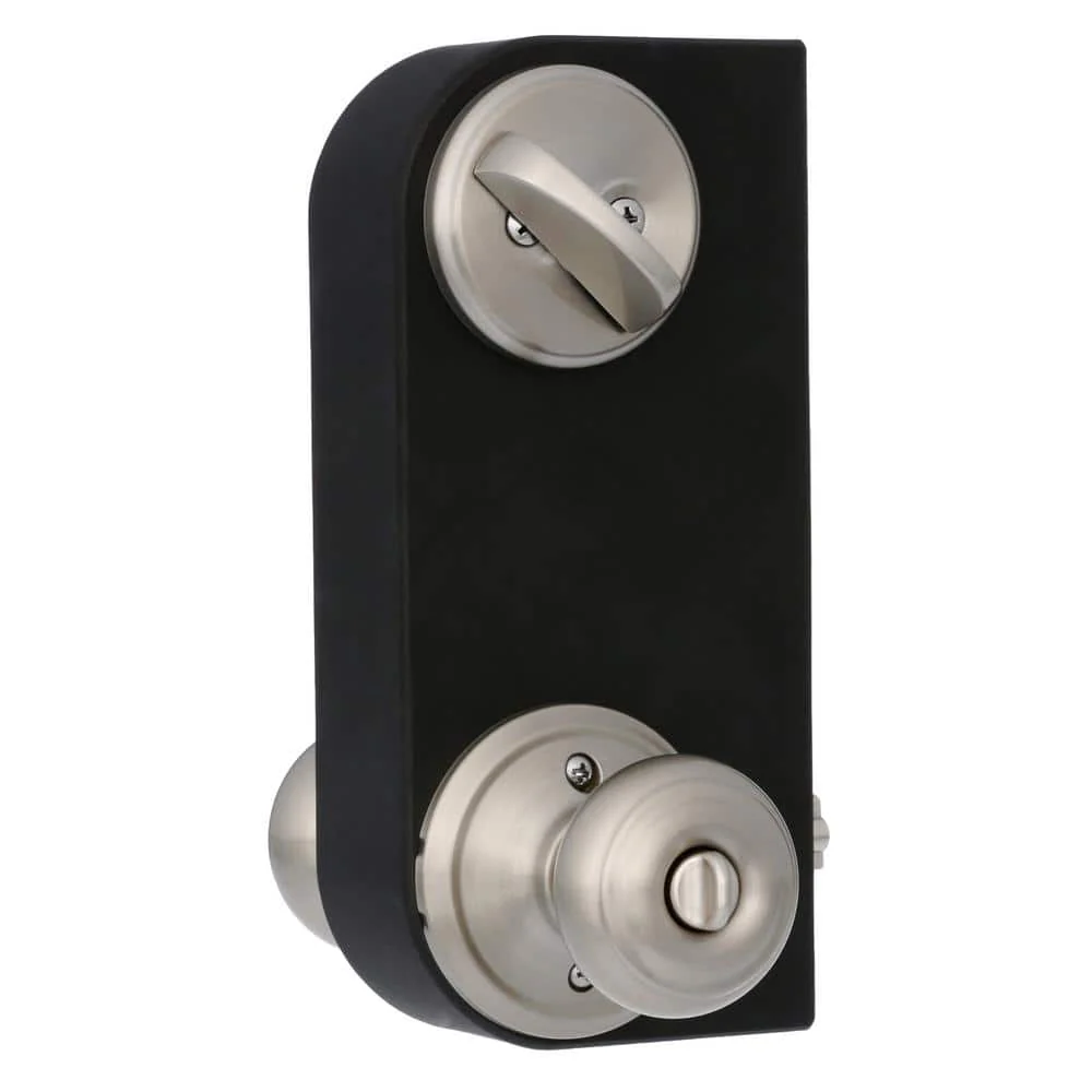 Schlage Wakefield Satin Nickel Single Cylinder Deadbolt with Georgian Keyed Entry Door Knob Combo Pack - Image 4