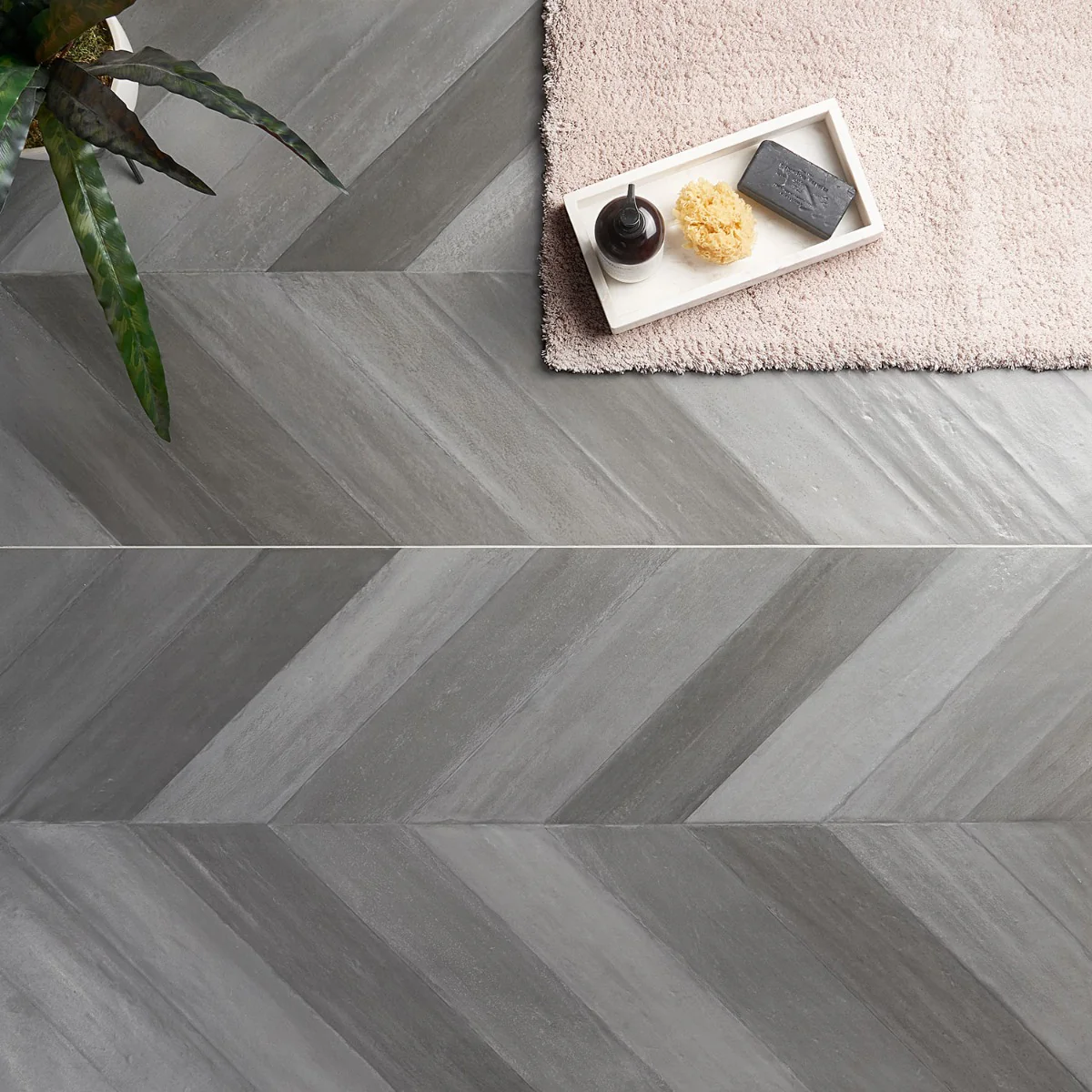 Sculpt Gray Chevron 24x48 Natural Porcelain Tile