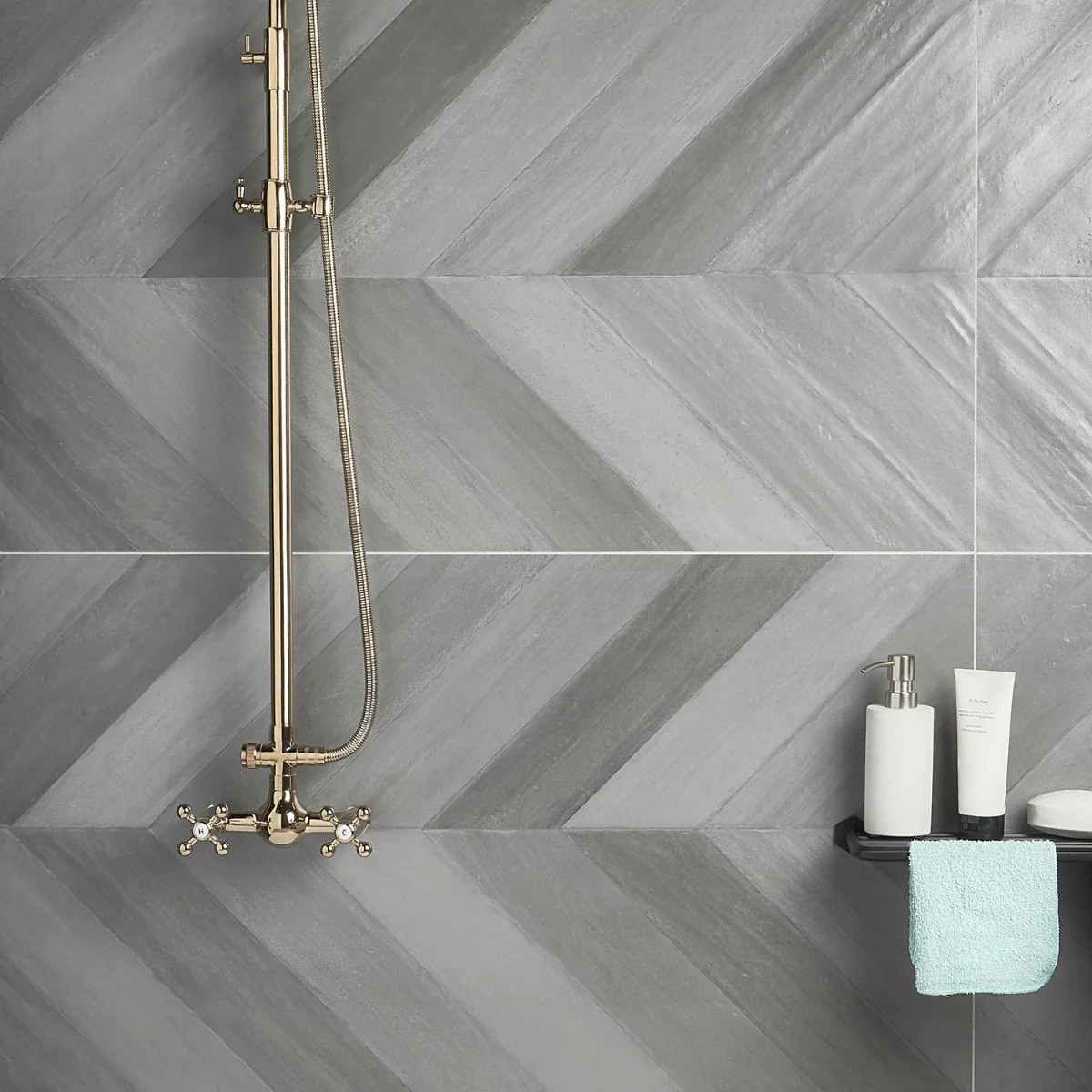 Sculpt Gray Chevron 24x48 Natural Porcelain Tile - Image 6