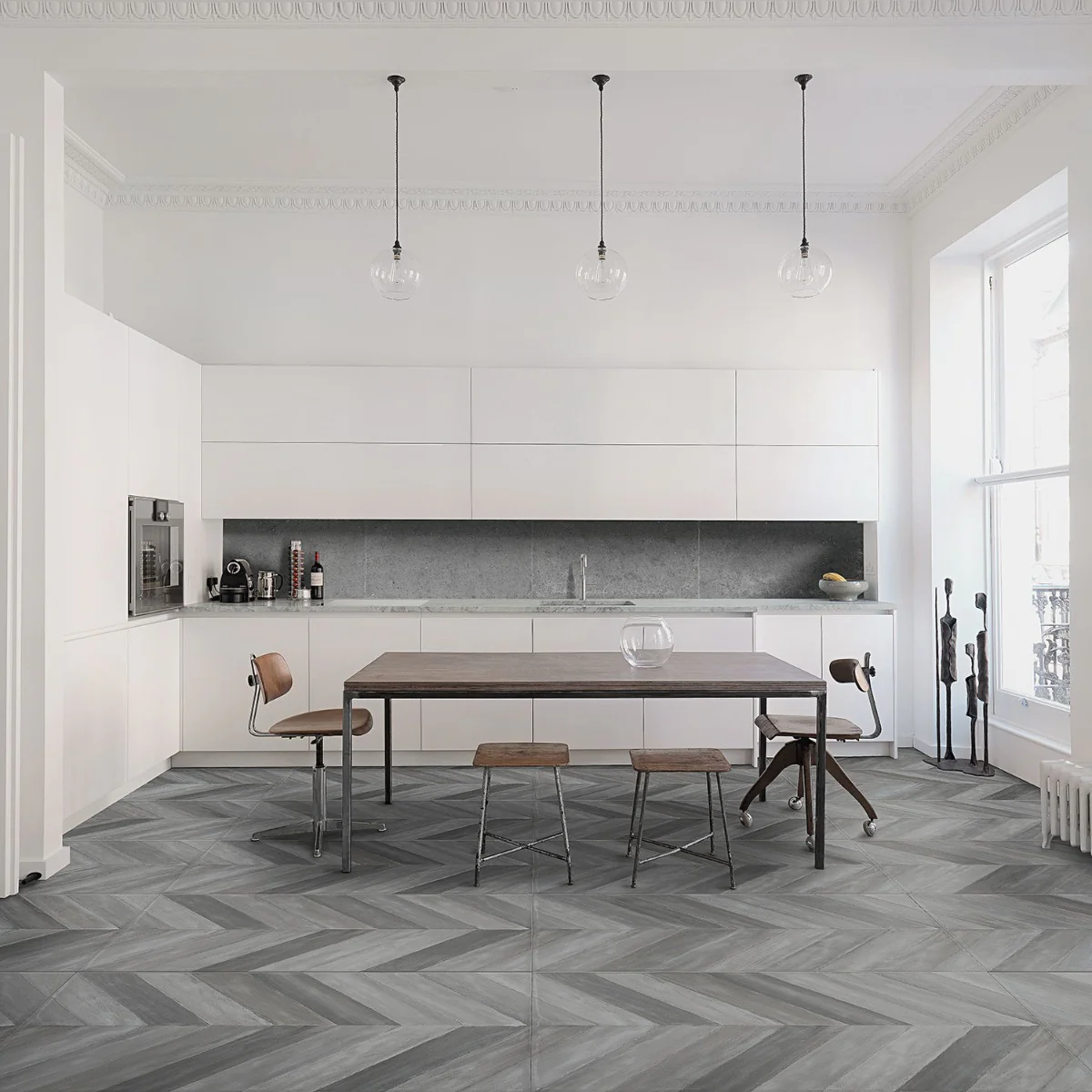 Sculpt Gray Chevron 24x48 Natural Porcelain Tile - Image 8
