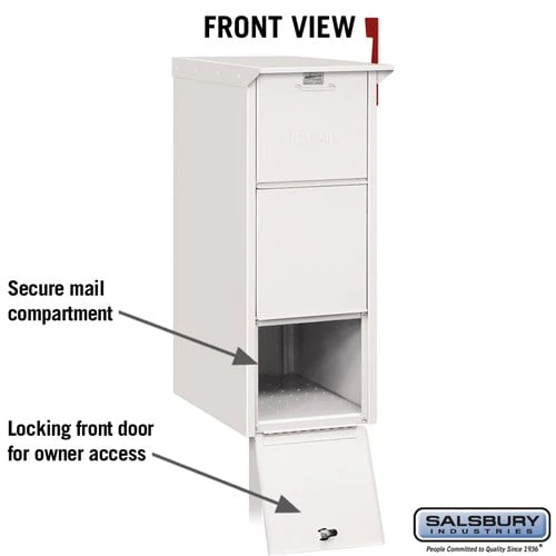 Secure White Mail Package Drop Box with Locking Doors and Signal Flag - Image 3