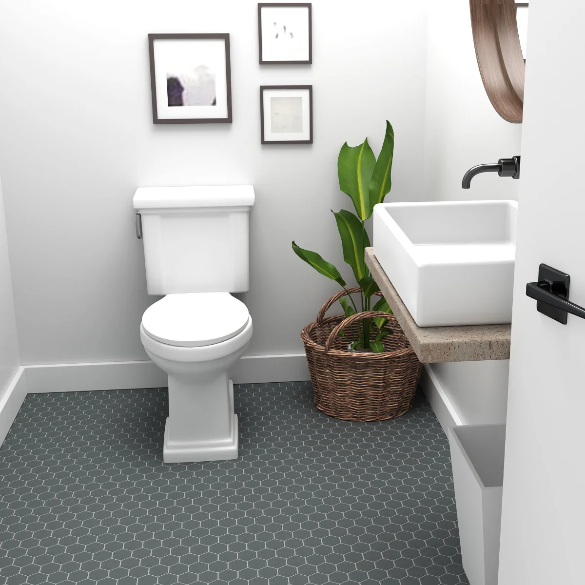 Serenity Dark Gray 2" Hexagon Matte Porcelain Mosaic Tile - Image 2