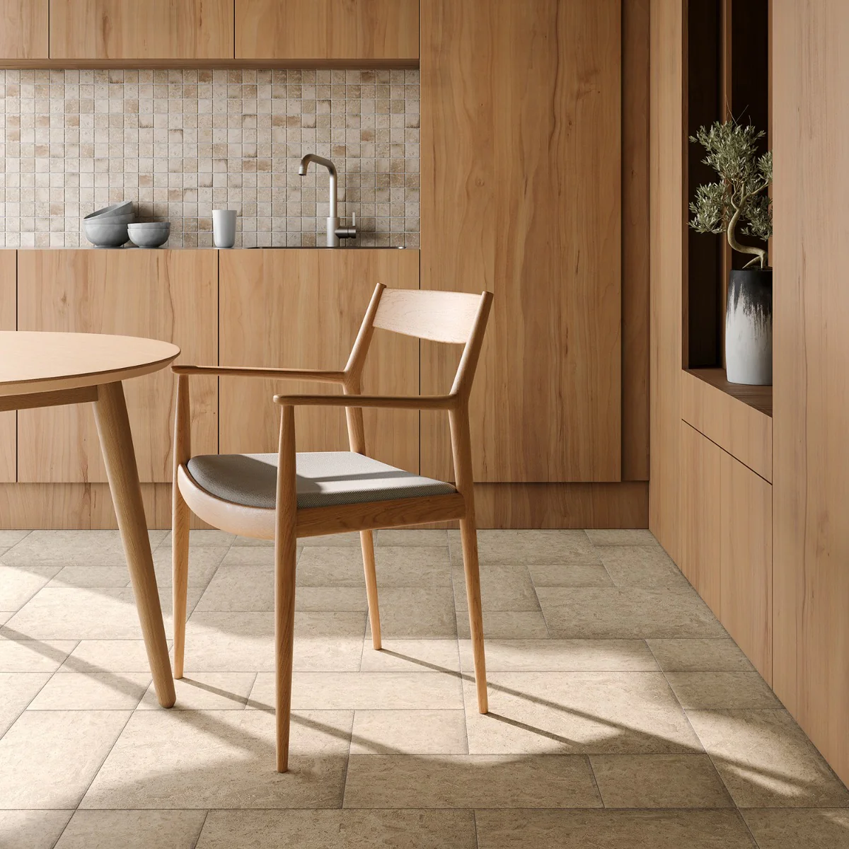 Seville Delfi Beige 2x2 Porcelain Mosaic Tile - Travertine Look - Image 2