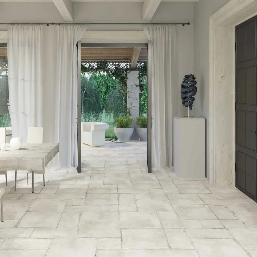Seville Olimpia White 12x24 Matte Porcelain Tile - Travertine Look - Image 3