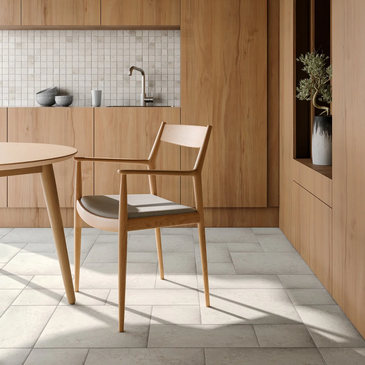Seville Olimpia White 2x2 Porcelain Mosaic Tile - Travertine Look - Image 2