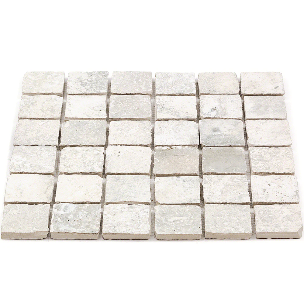 Seville Olimpia White 2x2 Porcelain Mosaic Tile - Travertine Look - Image 5