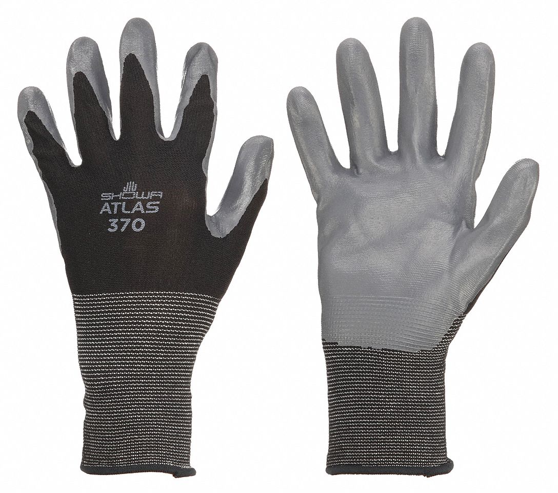 SHOWA 370B 2XL Coated Nitrile Gloves - Black