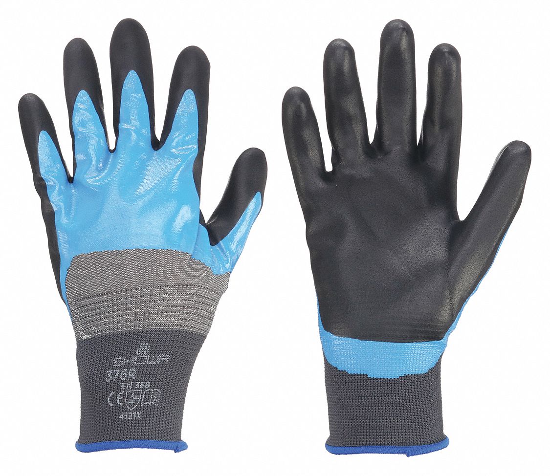 SHOWA Foam Nitrile Coated Gloves, Double Dipped, ANSI Level 6 Abrasion