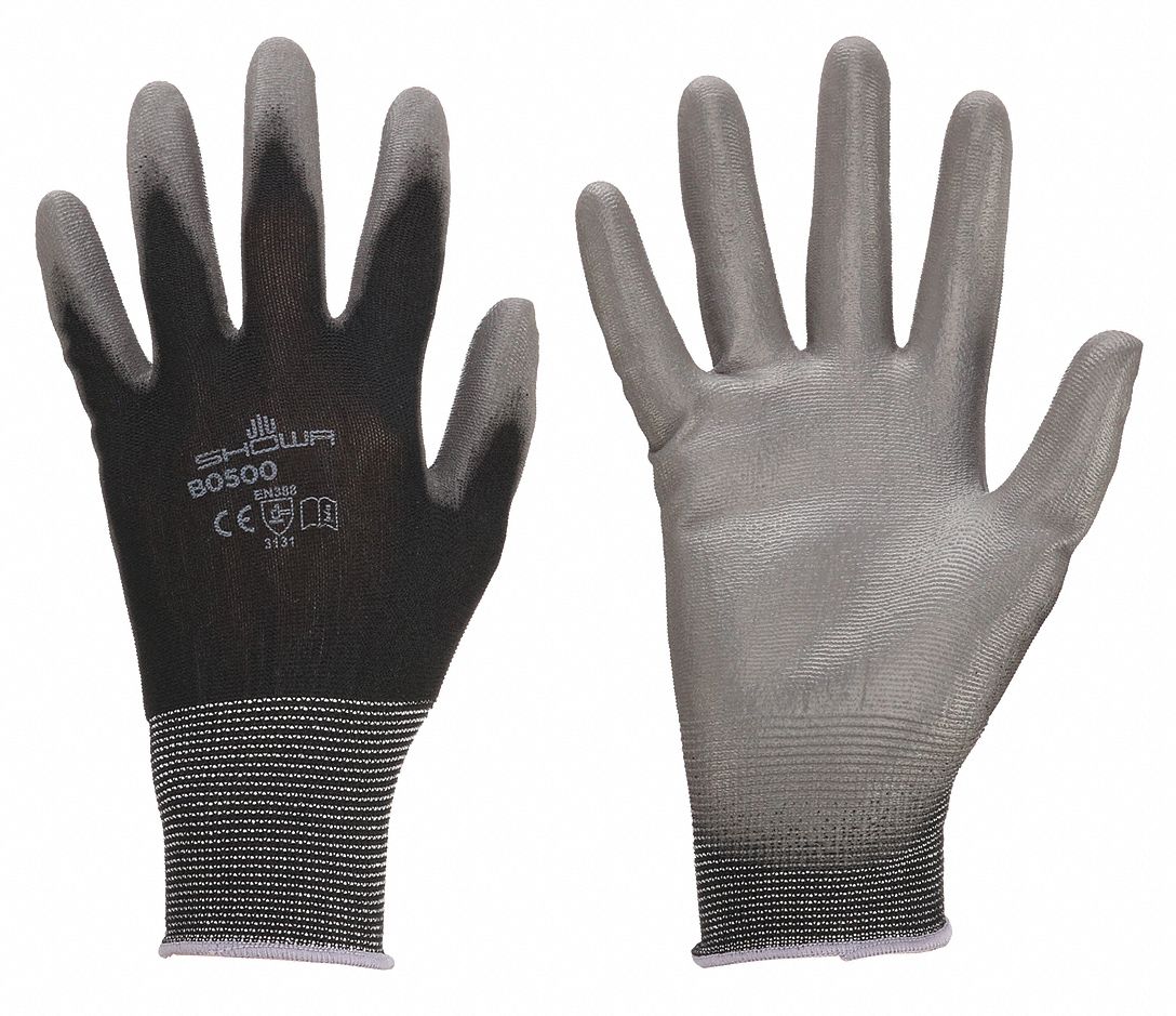 SHOWA BO500B-S Polyurethane Coated Palm Dipped Gloves - Black, Size S