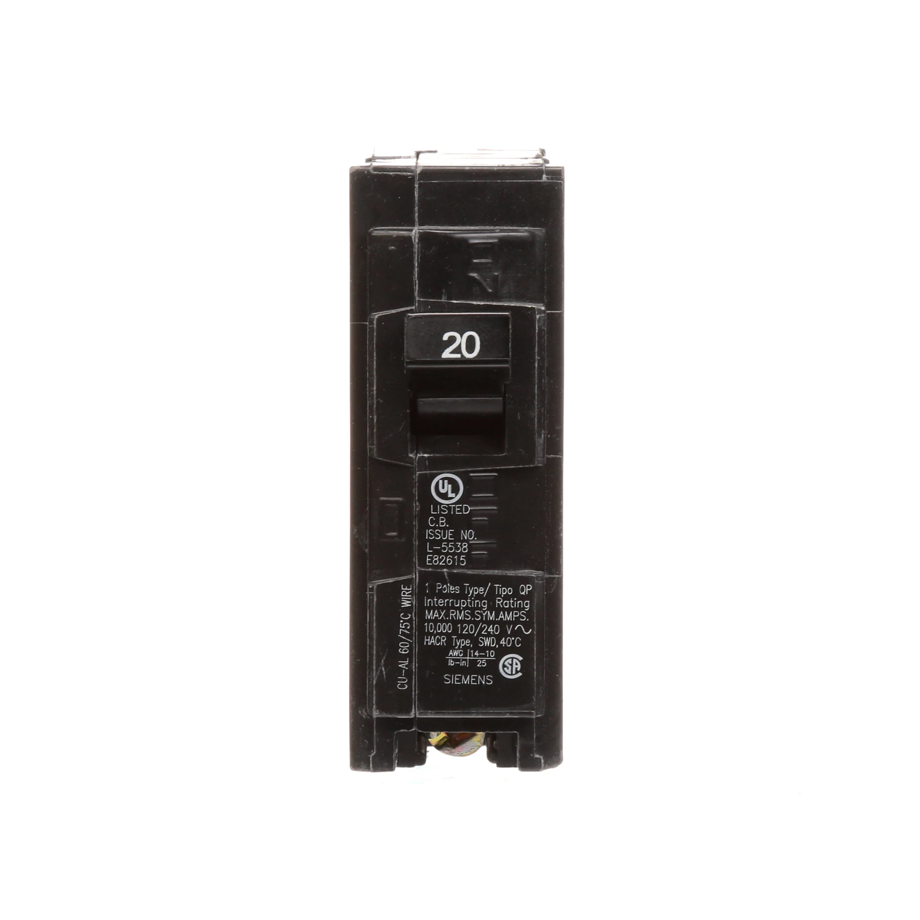 Siemens QP 20-Amp 1-Pole Standard Trip Circuit Breaker - Image 4