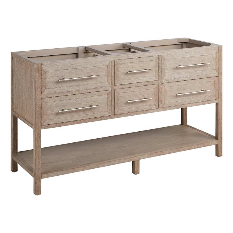 Signature Hardware Robertson 60" Double Vanity Set – Mahogany Console Cabinet with Quartz Top and Rectangular Undermount Sinks, 8" Widespread (1-1/2" Faucet Holes) - Image 2