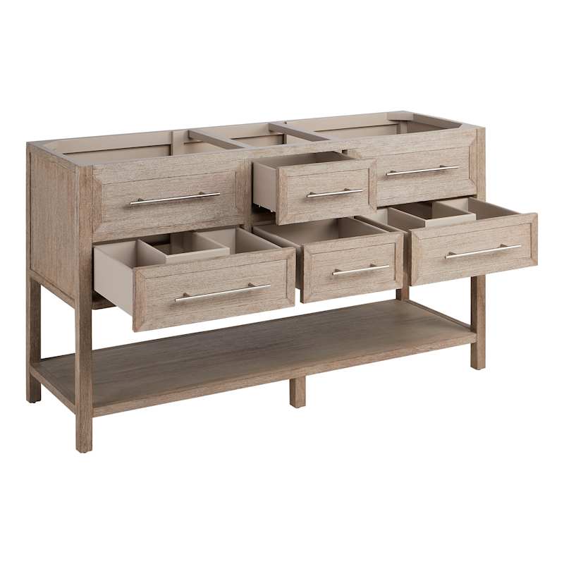Signature Hardware Robertson 60" Double Vanity Set – Mahogany Console Cabinet with Quartz Top and Rectangular Undermount Sinks, 8" Widespread (1-1/2" Faucet Holes) - Image 3