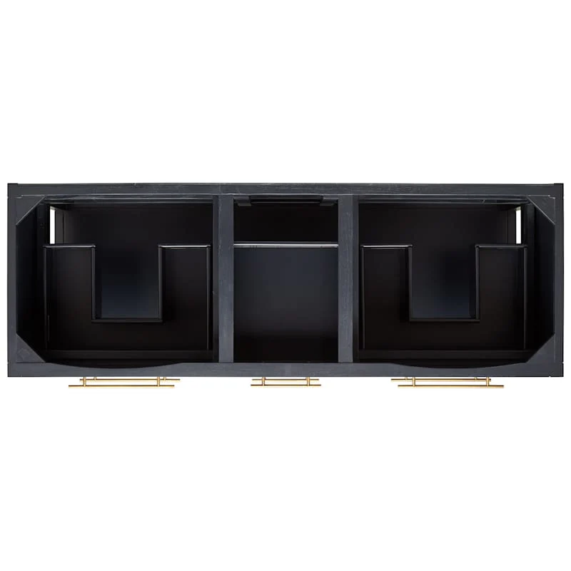 Signature Hardware Robertson 60" Mahogany Wood Double Vanity Cabinet Only – Midnight Navy Blue - Image 4