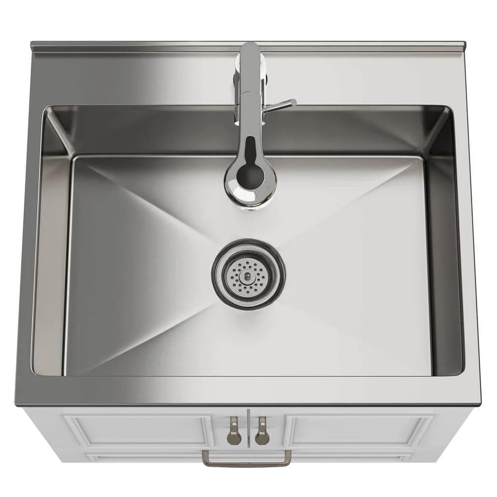 Simpli Home Cardinal 28-Inch Utility Laundry Sink with Cabinet - Pure White - Image 8