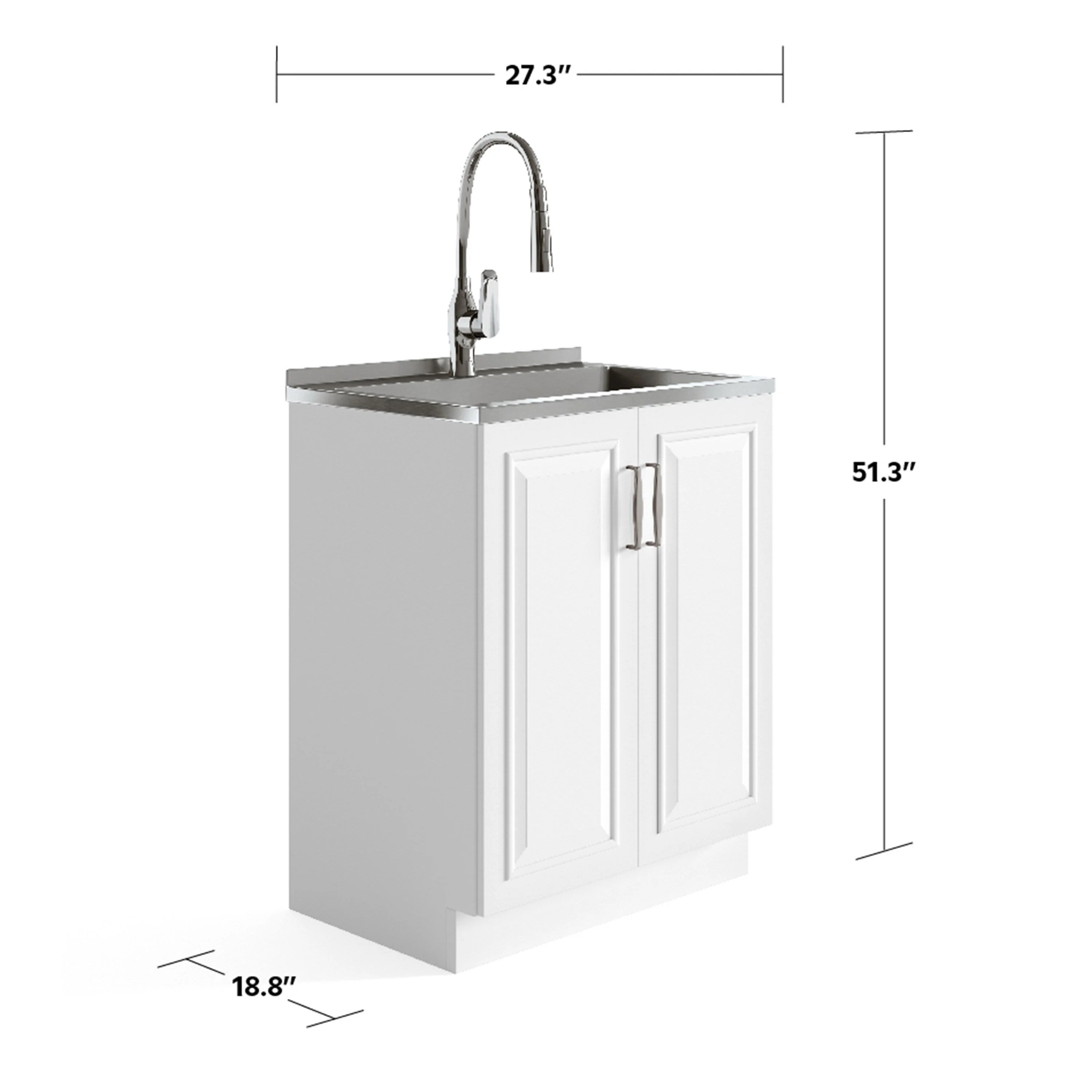 Simpli Home Darwin 27.3" Pure White Freestanding Laundry Sink with Cabinet - Image 7