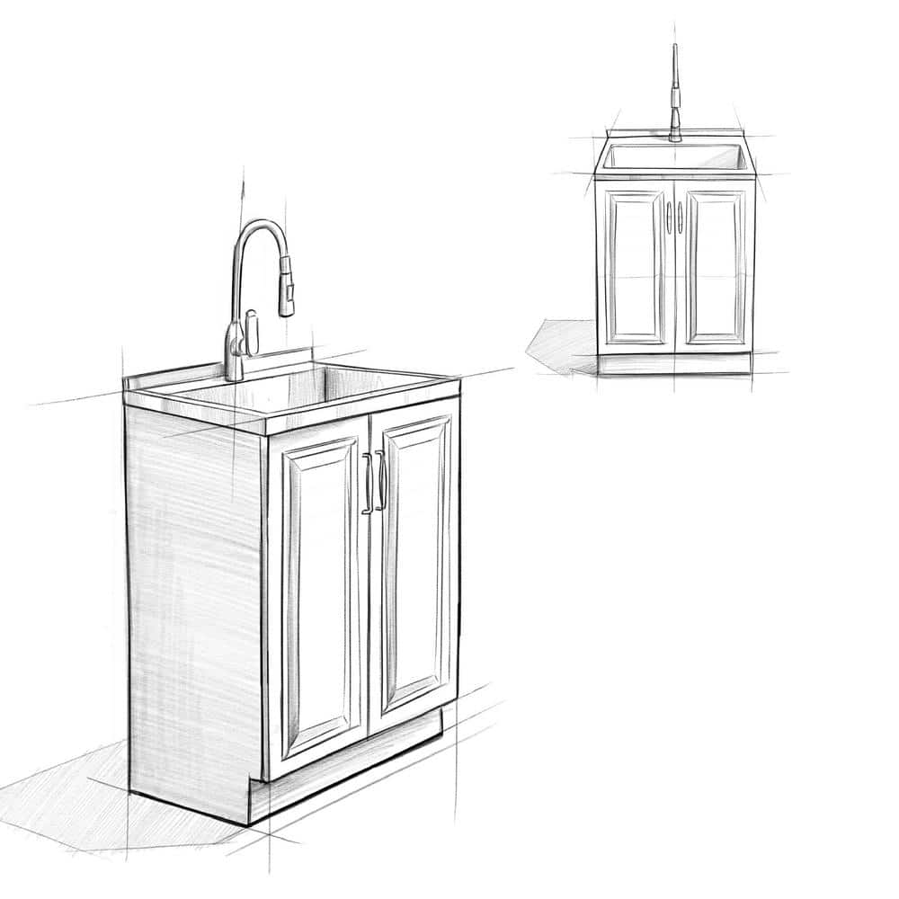 Simpli Home Darwin 28-Inch Utility Sink & Cabinet in White with Stainless Steel Sink - Image 7