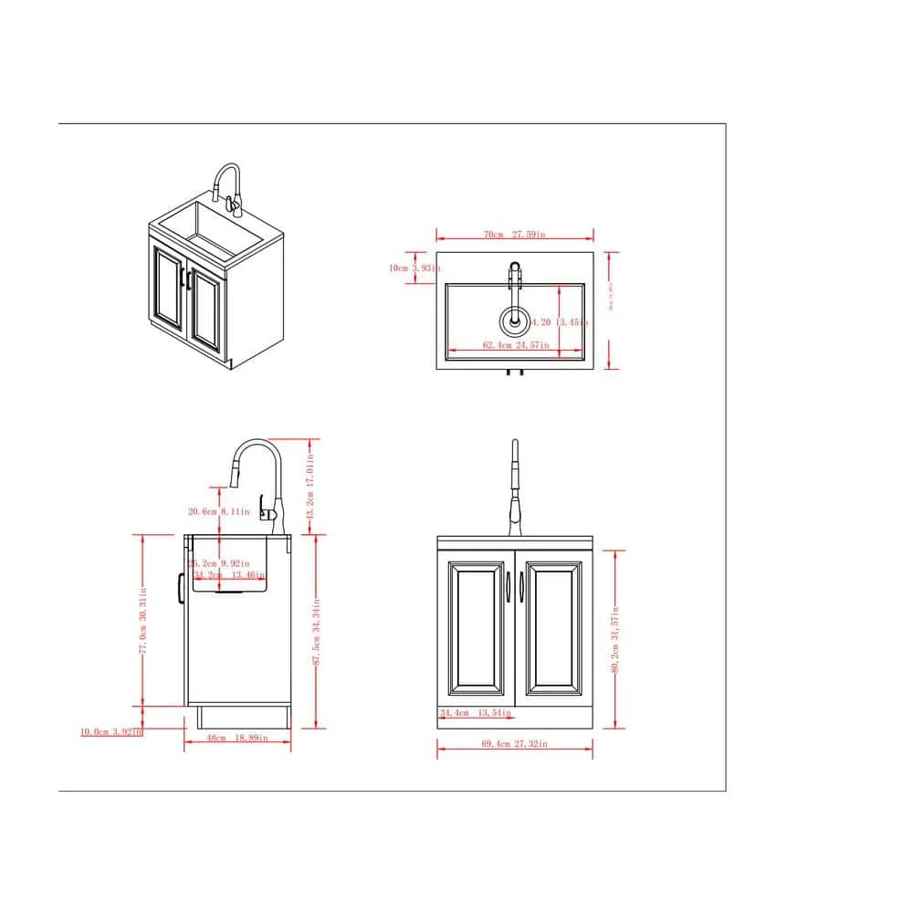 Simpli Home Darwin 28-Inch Utility Sink & Cabinet in White with Stainless Steel Sink - Image 9