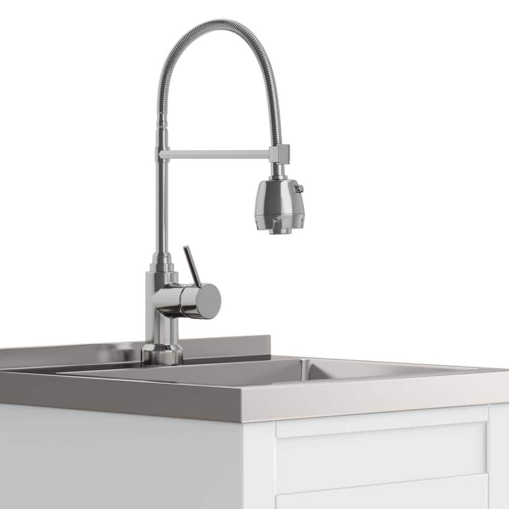 Simpli Home Hennessy 20" All-in-One Utility Laundry Sink with Cabinet in Pure White - Image 6
