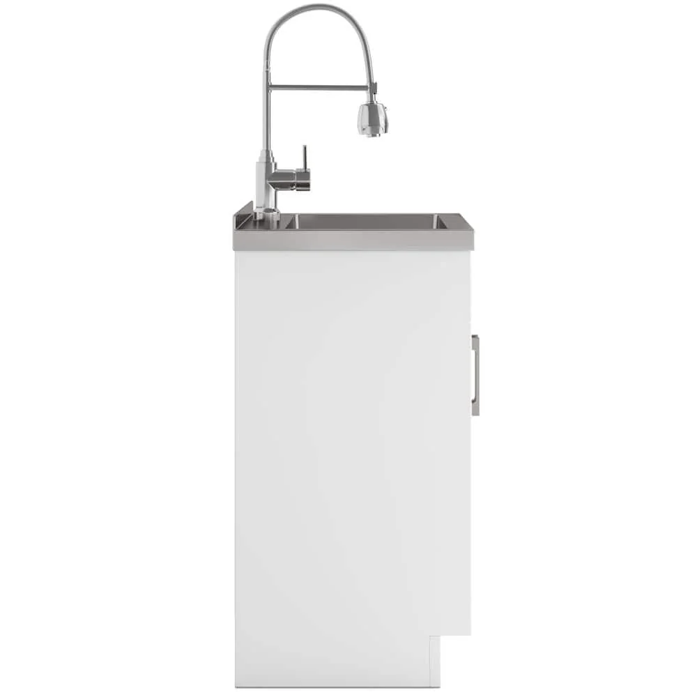 Simpli Home Hennessy 20" All-in-One Utility Laundry Sink with Cabinet in Pure White - Image 7