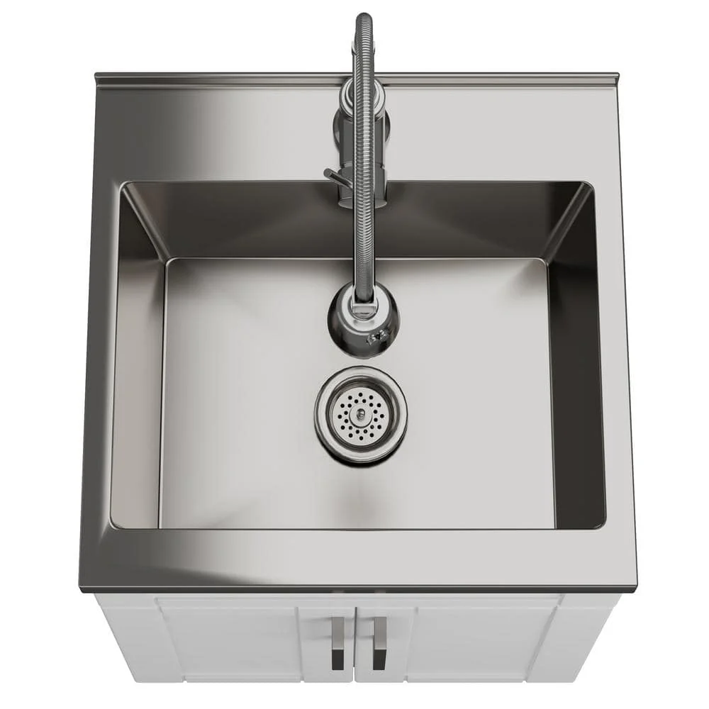 Simpli Home Hennessy 20" All-in-One Utility Laundry Sink with Cabinet in Pure White - Image 8
