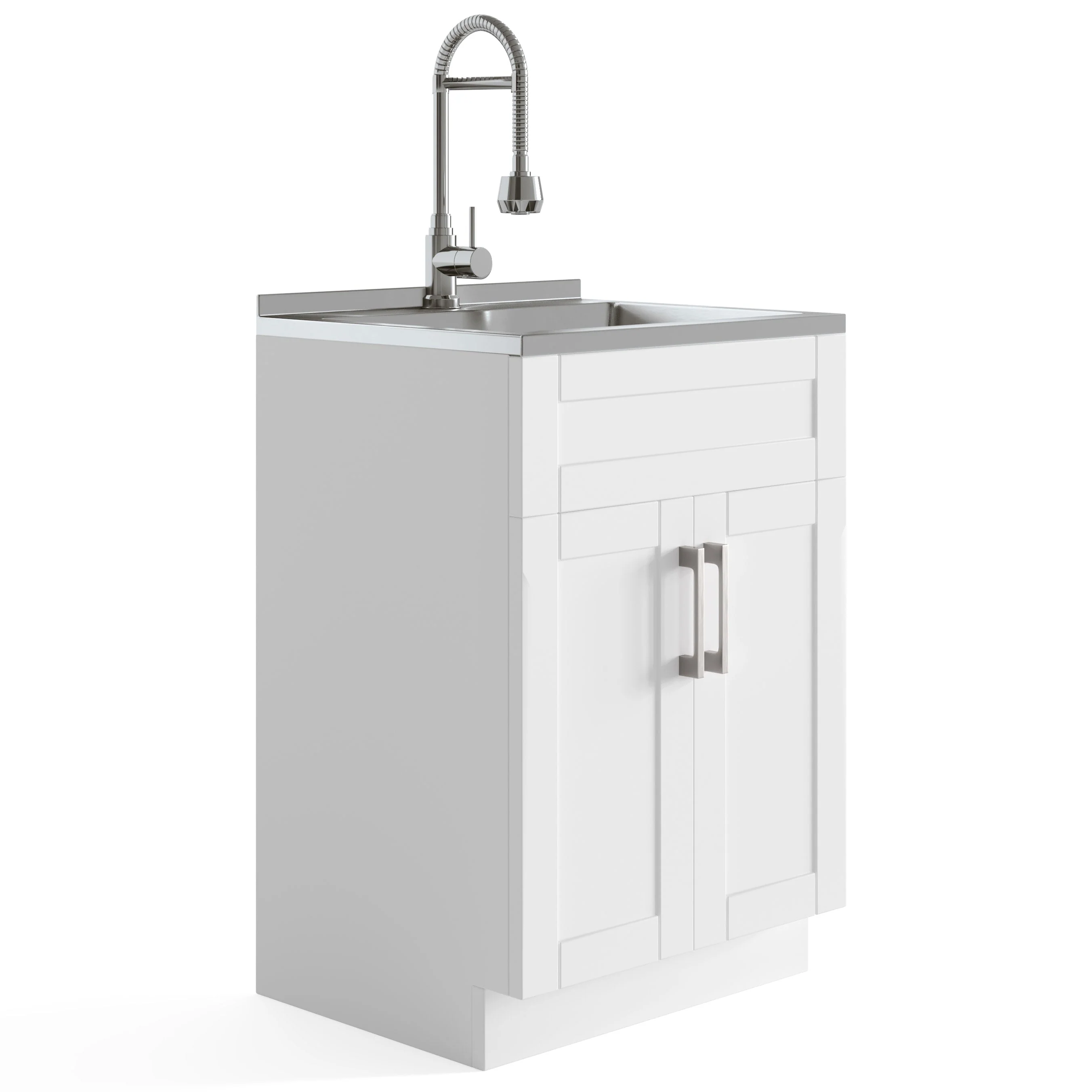 Simpli Home Hennessy 23.6-in Pure White Freestanding Laundry Sink with Cabinet