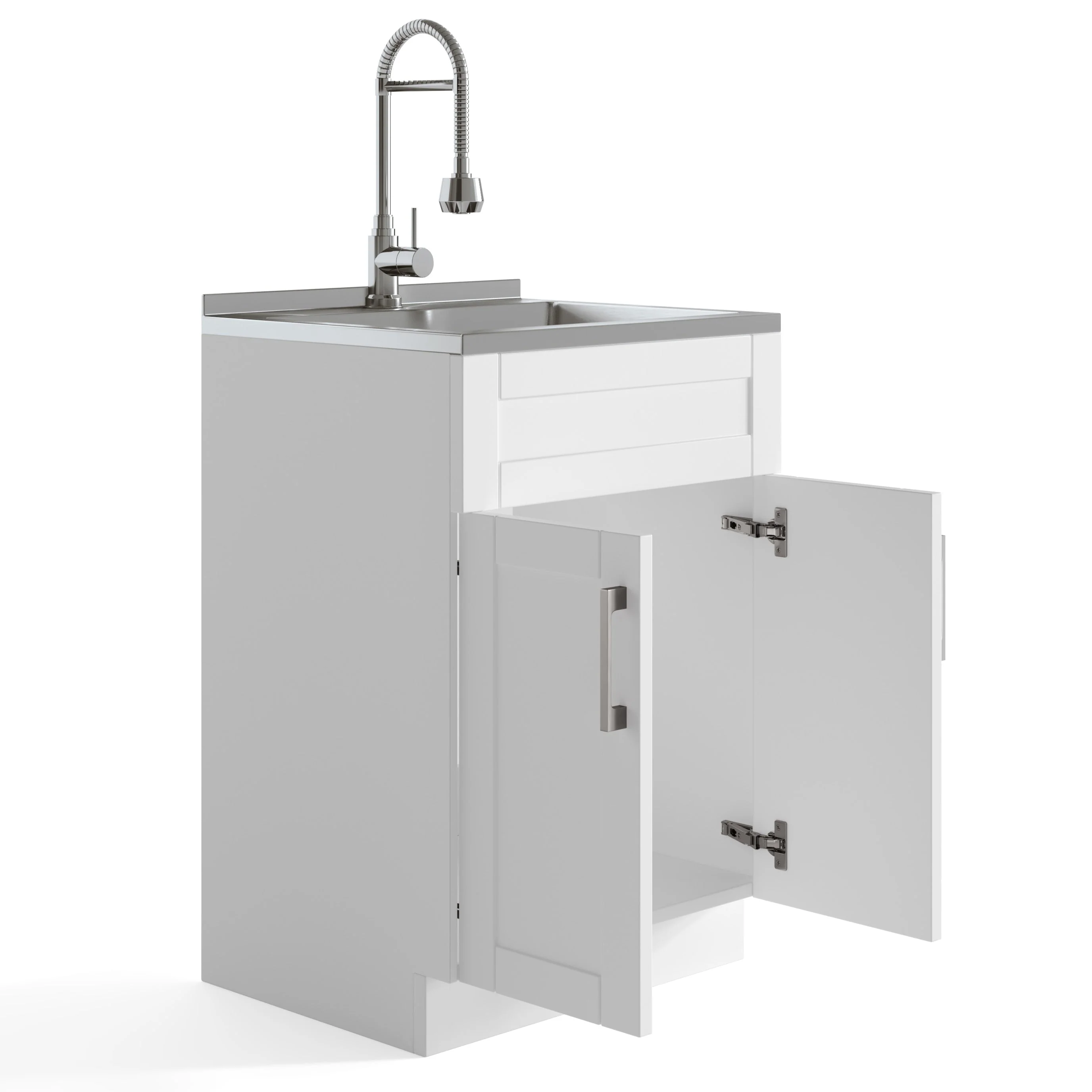 Simpli Home Hennessy 23.6-in Pure White Freestanding Laundry Sink with Cabinet - Image 5